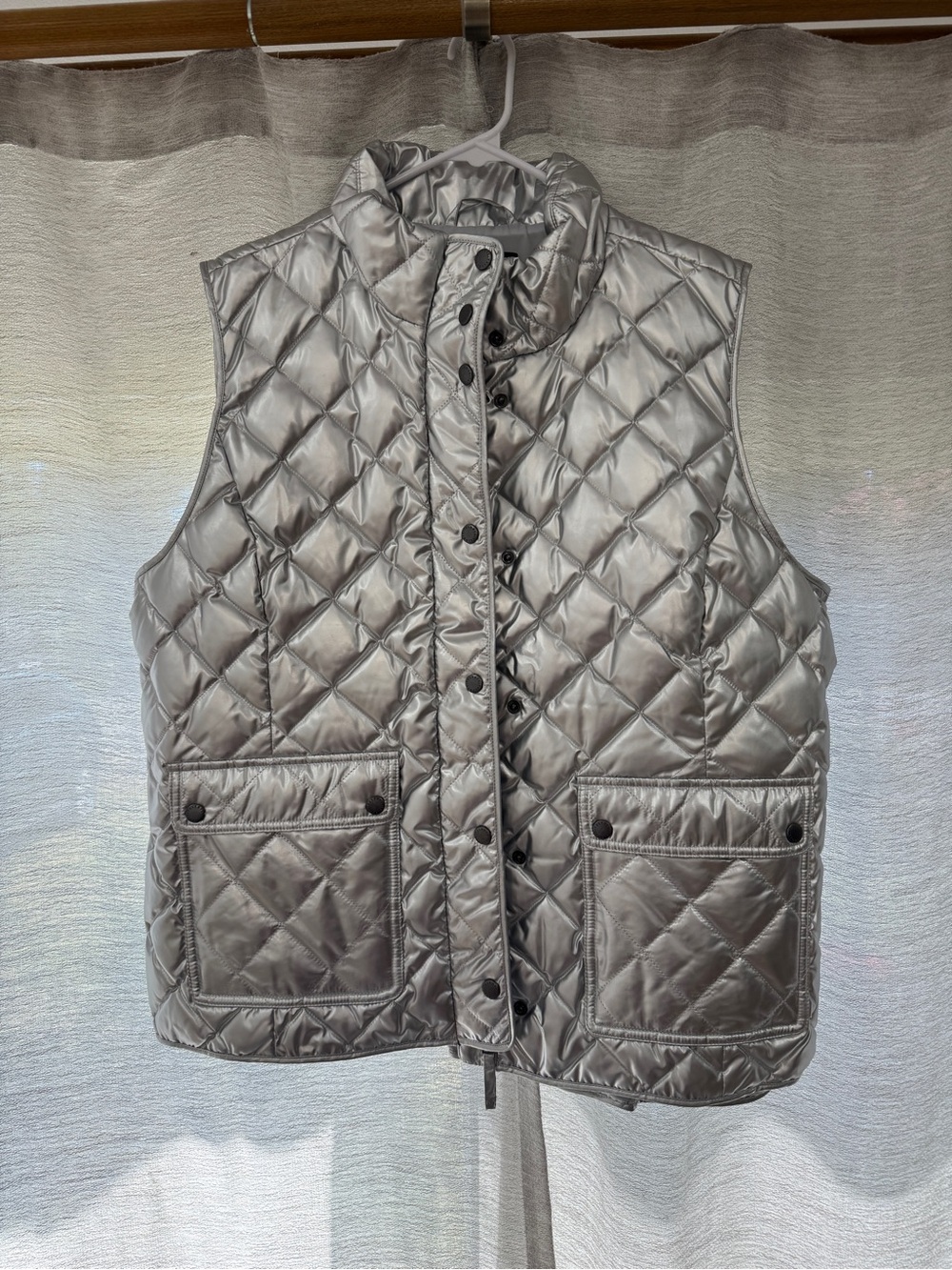 NWOT Talbots Quilted Metallic Silver Puffer Vest